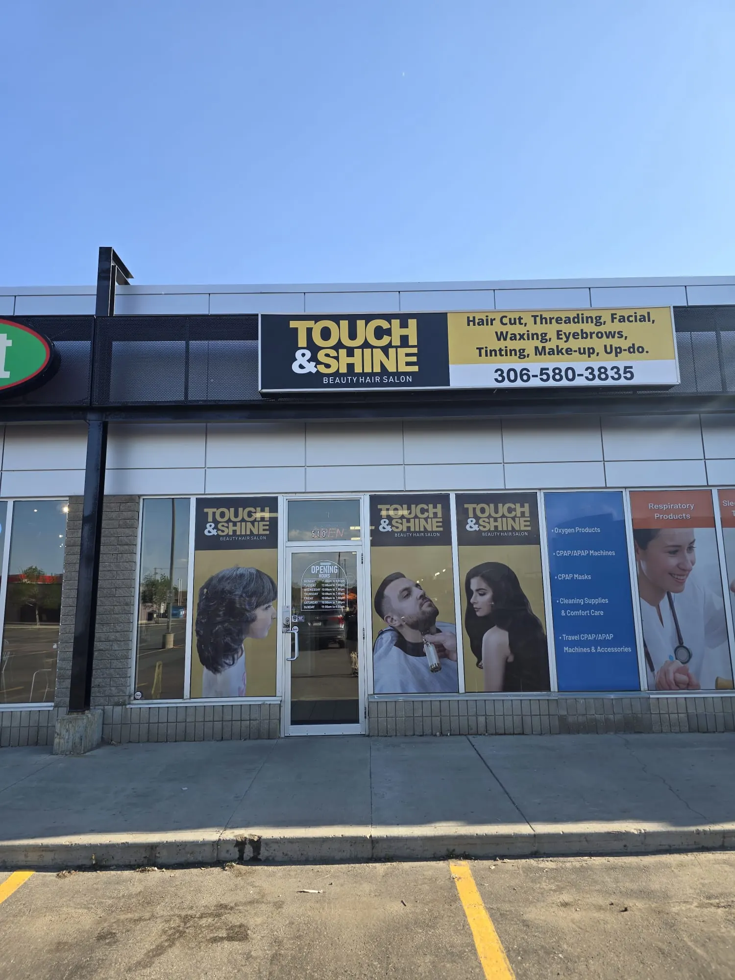 Touch & Shine Beauty Hair Salon storefront on University Park Drive in Regina